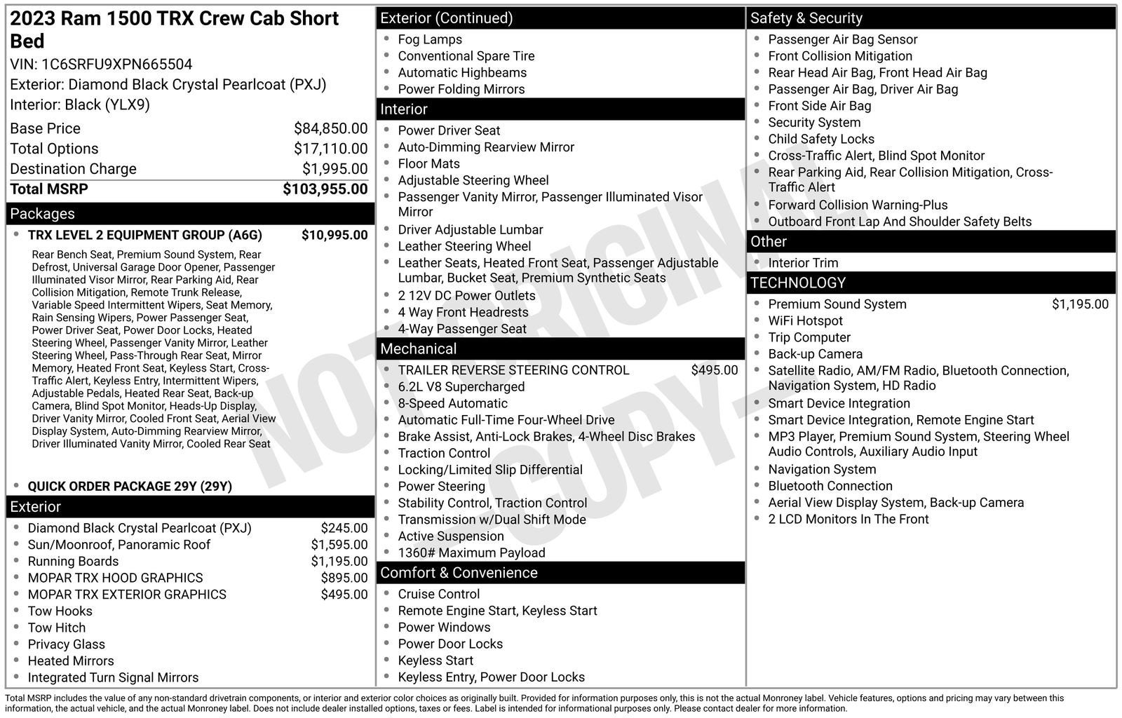 2023 RAM 1500 TRX Crew Cab 4x4 5'7" Box