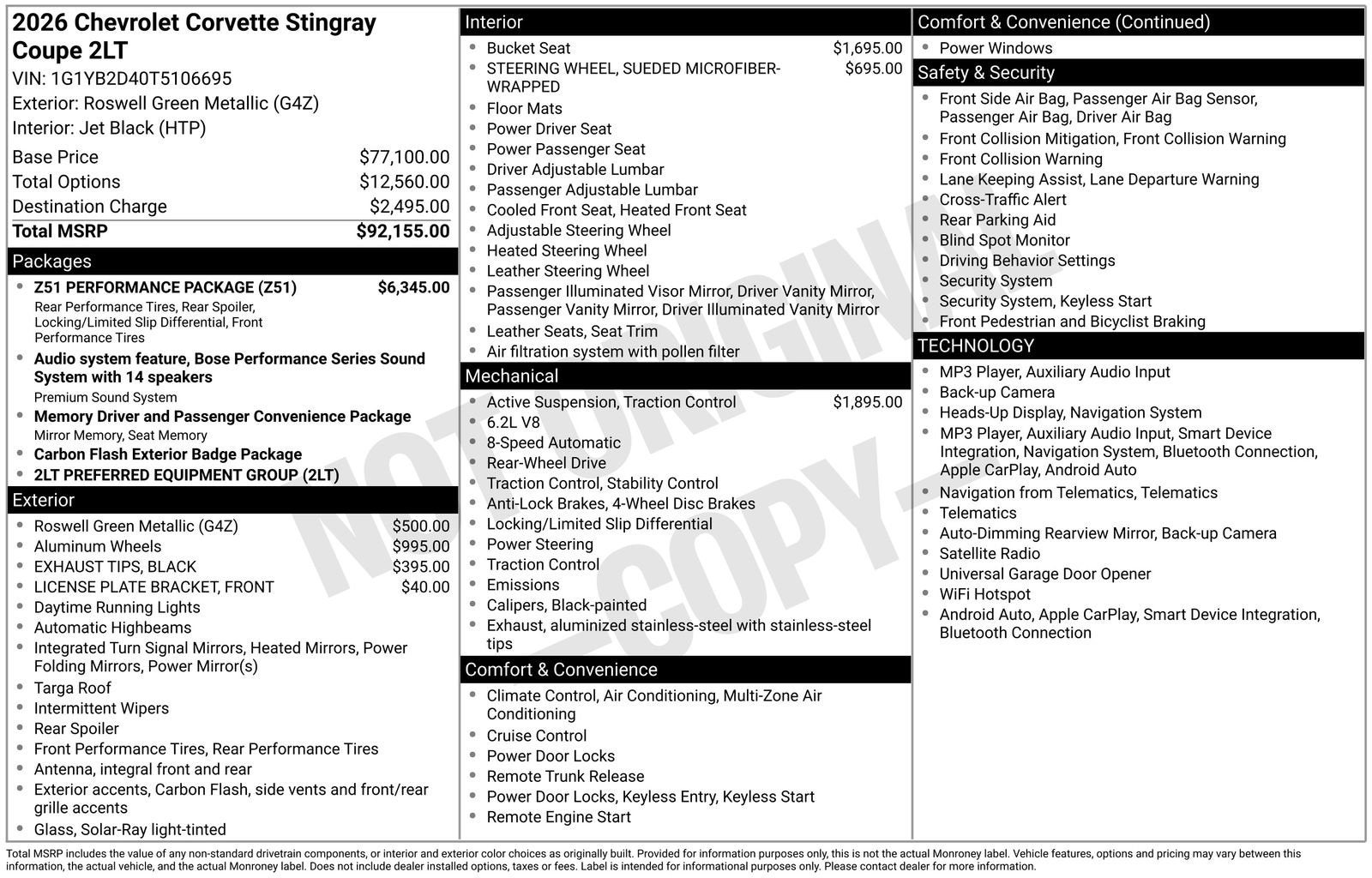 2026 Chevrolet Corvette Stingray 2LT