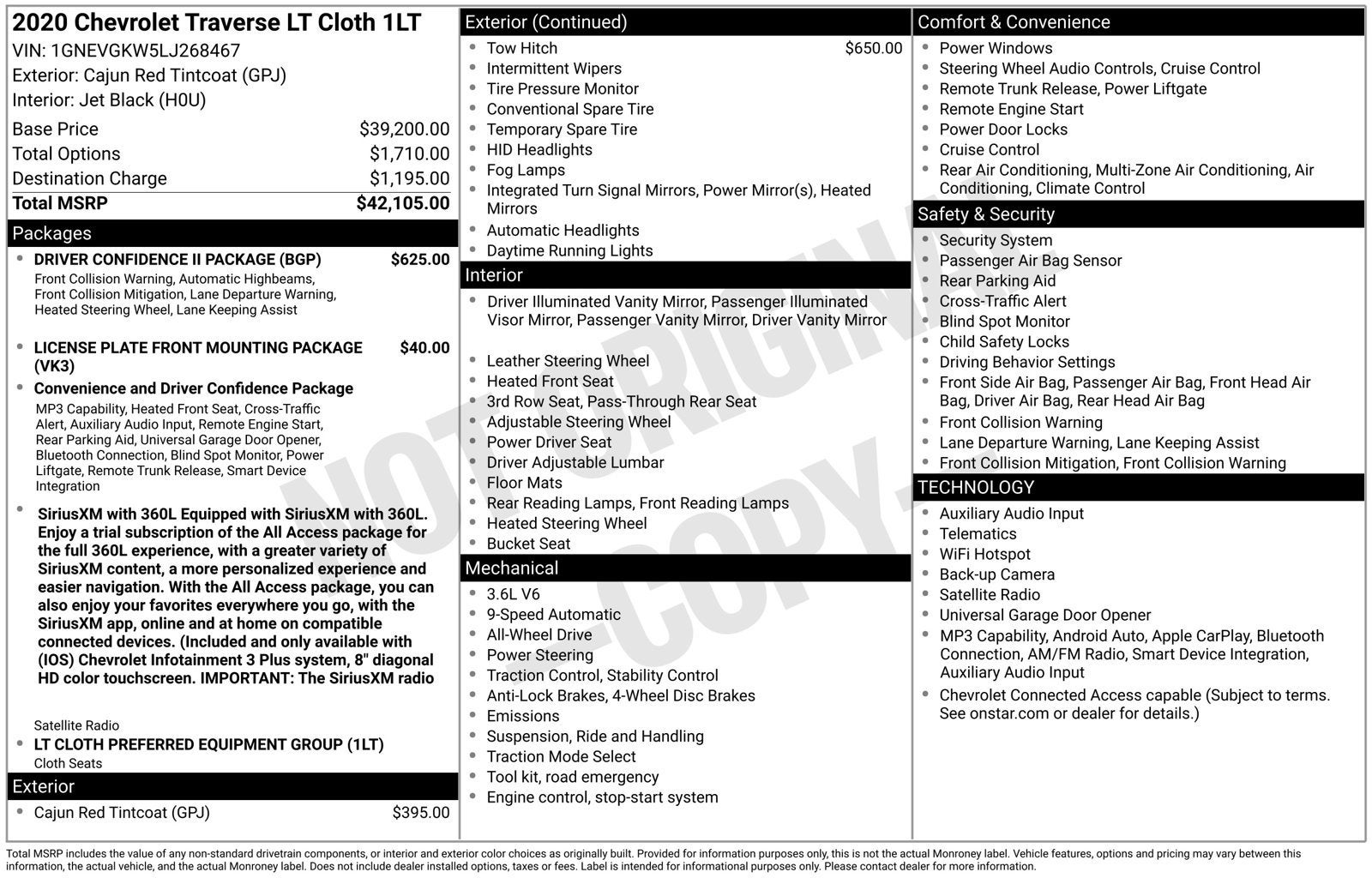 2020 Chevrolet Traverse LT Cloth