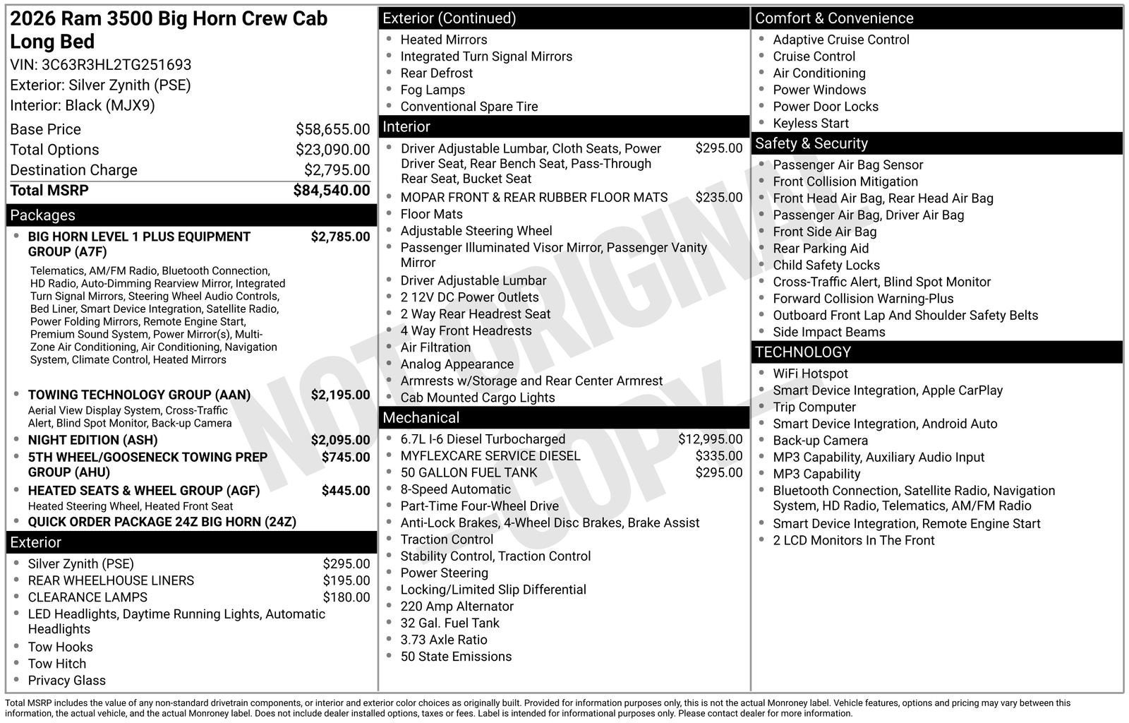 2026 RAM 3500 Big Horn Crew Cab 4x4 8' Box